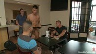 Restaurant patrons abuse a bad waiter and make him serve naked in public.
