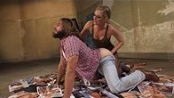 Mona Wales destroys perverts mind by plowing his ass and using his cock!